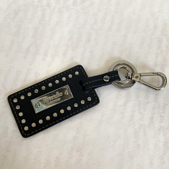 Tignanello Accessories - Tignanello Leather Key Chain, Black Silver nailhead studs